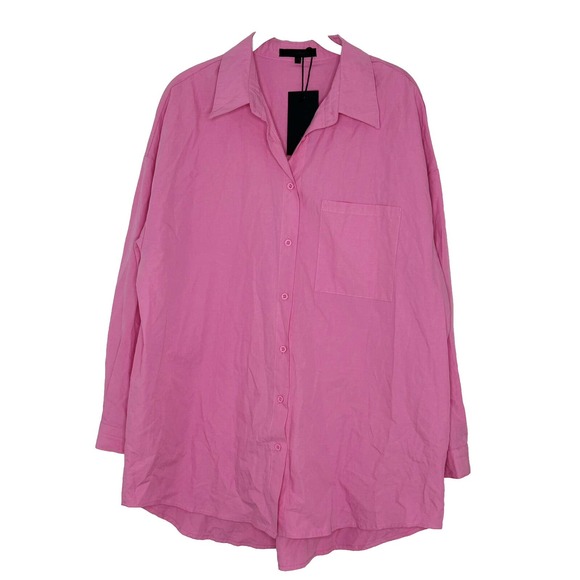 Ava And Ever Material Girl Barbiecore Button Down Oversized Shirt Size 12 New - Picture 1 of 6